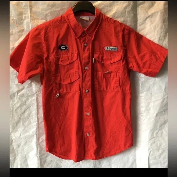 Columbia PFG Red Georgia Bulldogs Fishing Shirt Size Large - Picture 3 of 10